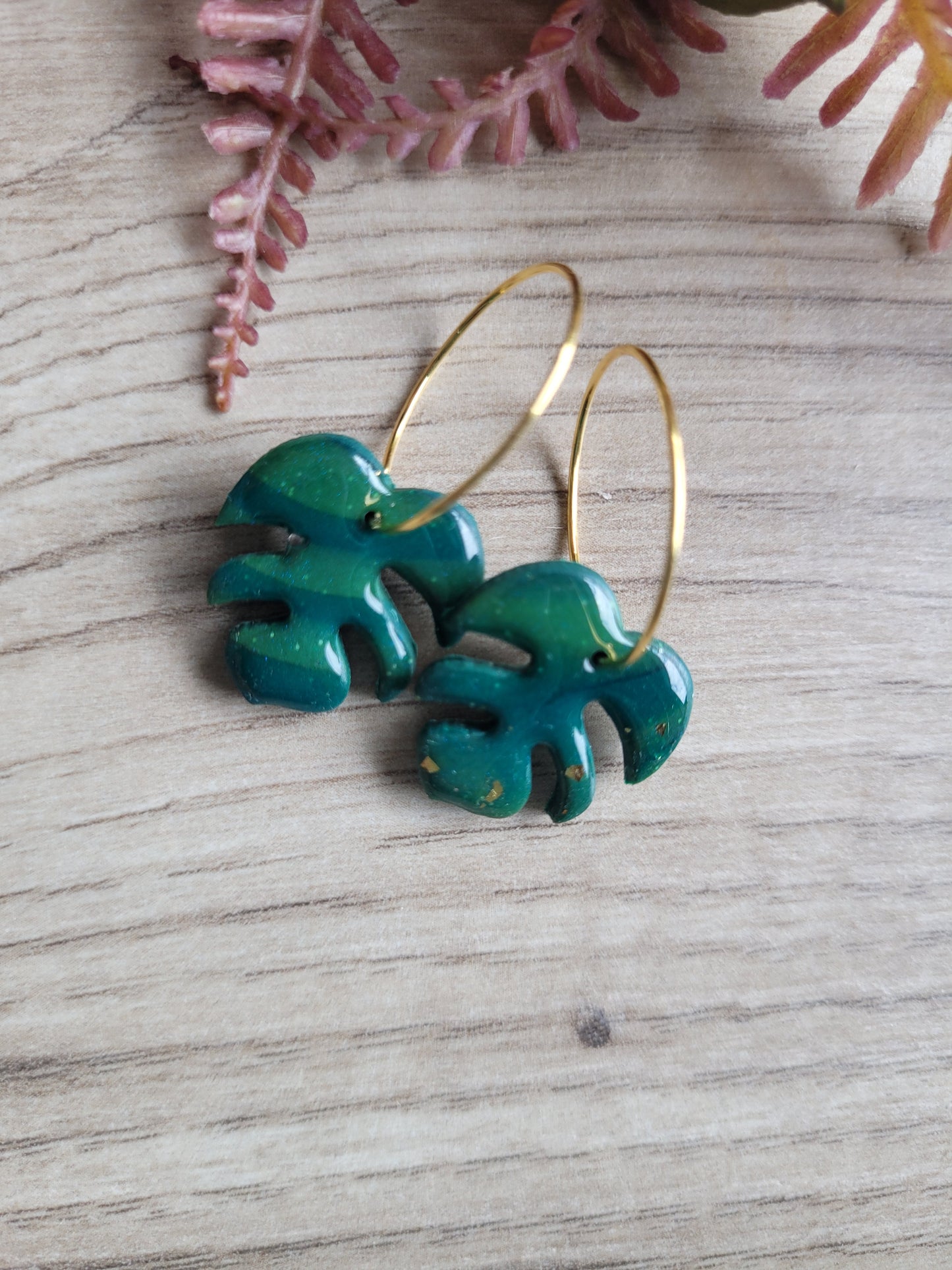 Dark Leaf Hoops