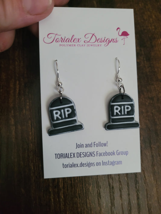 R.I.P tombstone earrings