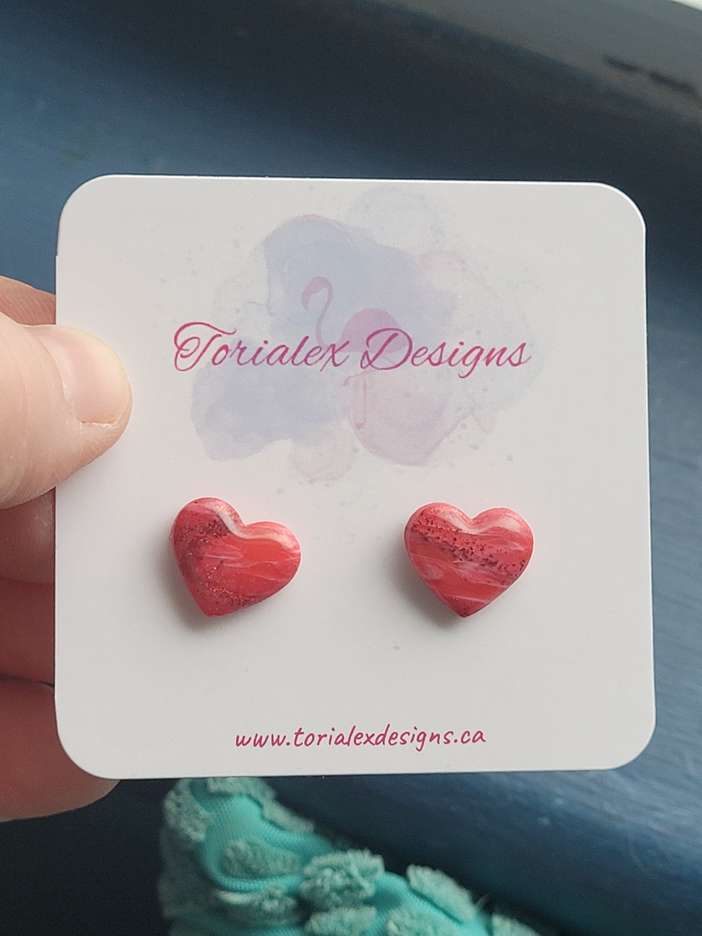 Marble Heart studs