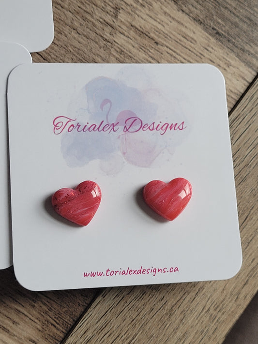 Marble Heart studs